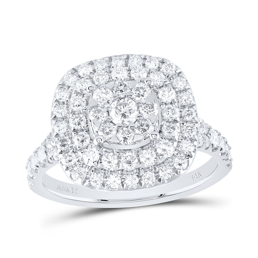 14kt White Gold 1 1/4 Cttw Natural Diamond Ana M Bridal Wedding Engagement Anniversary Ring, Women Size: 5-9