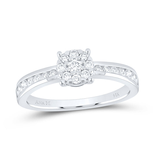 14K White Gold 1/2 Ctw Natural Diamond Fashion Ring, Womens Size: 5-9