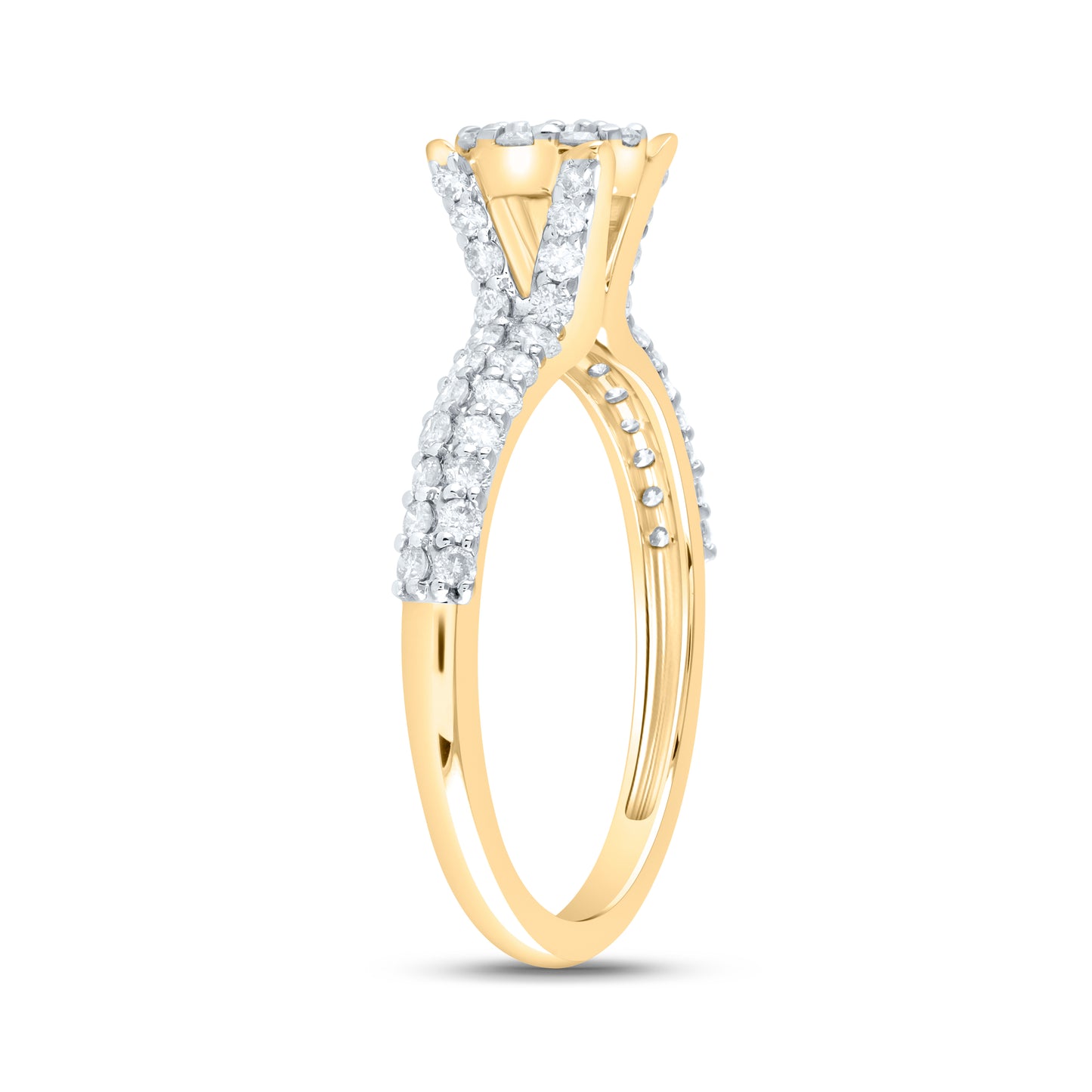 14kt Yellow Gold 3/4 Cttw Natural Diamond Ana M Bridal Wedding Engagement Anniversary Ring, Women Size: 5-9