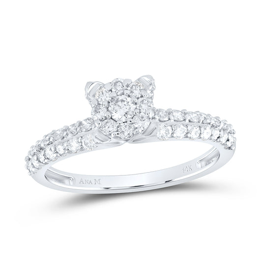 14kt White Gold 3/4 Cttw Natural Diamond Ana M Bridal Wedding Engagement Anniversary Ring, Women Size: 5-9