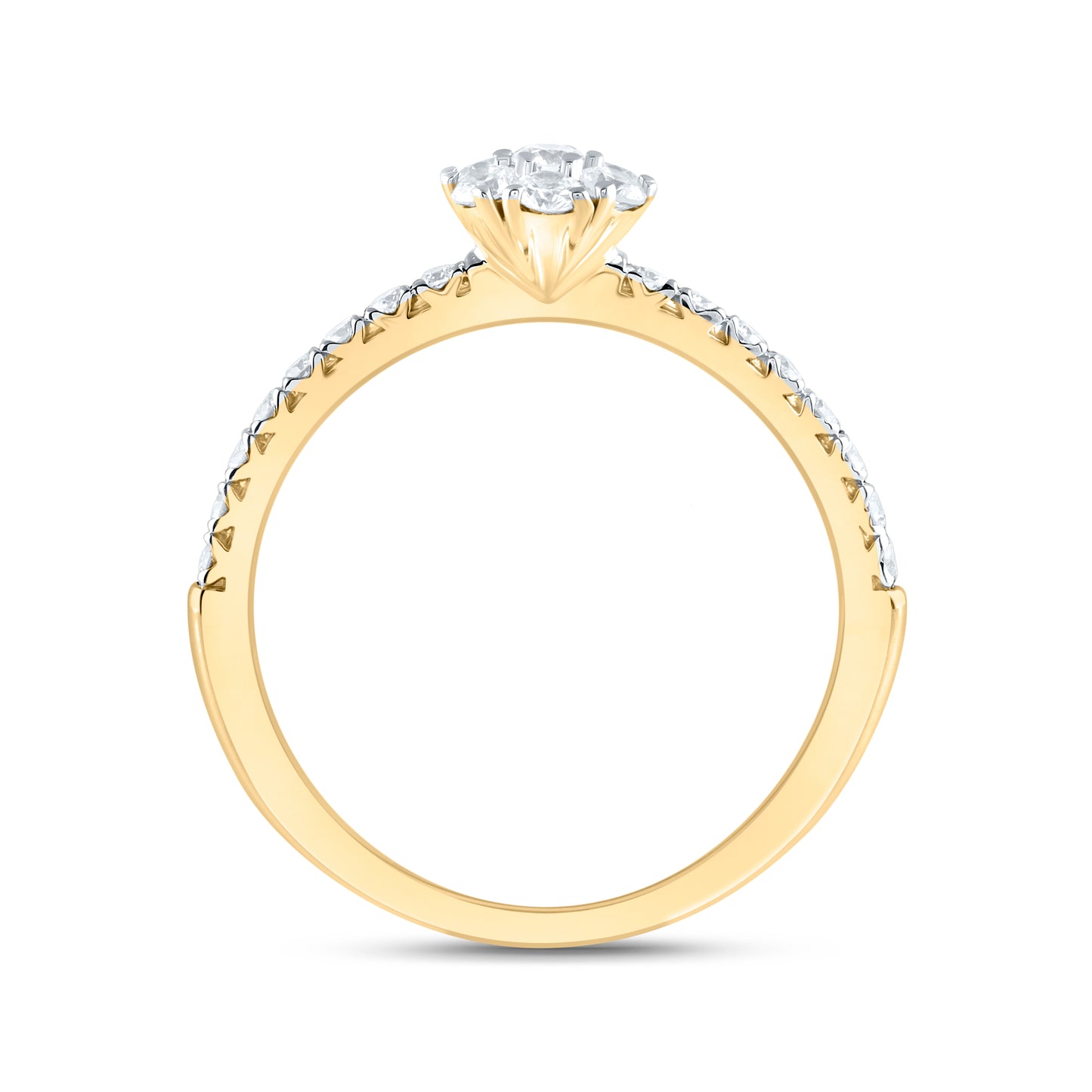 14kt Yellow Gold 1/2 Cttw Natural Diamond Ana M Flower Bridal Wedding Engagement Anniversary Ring, Women Size: 5-9