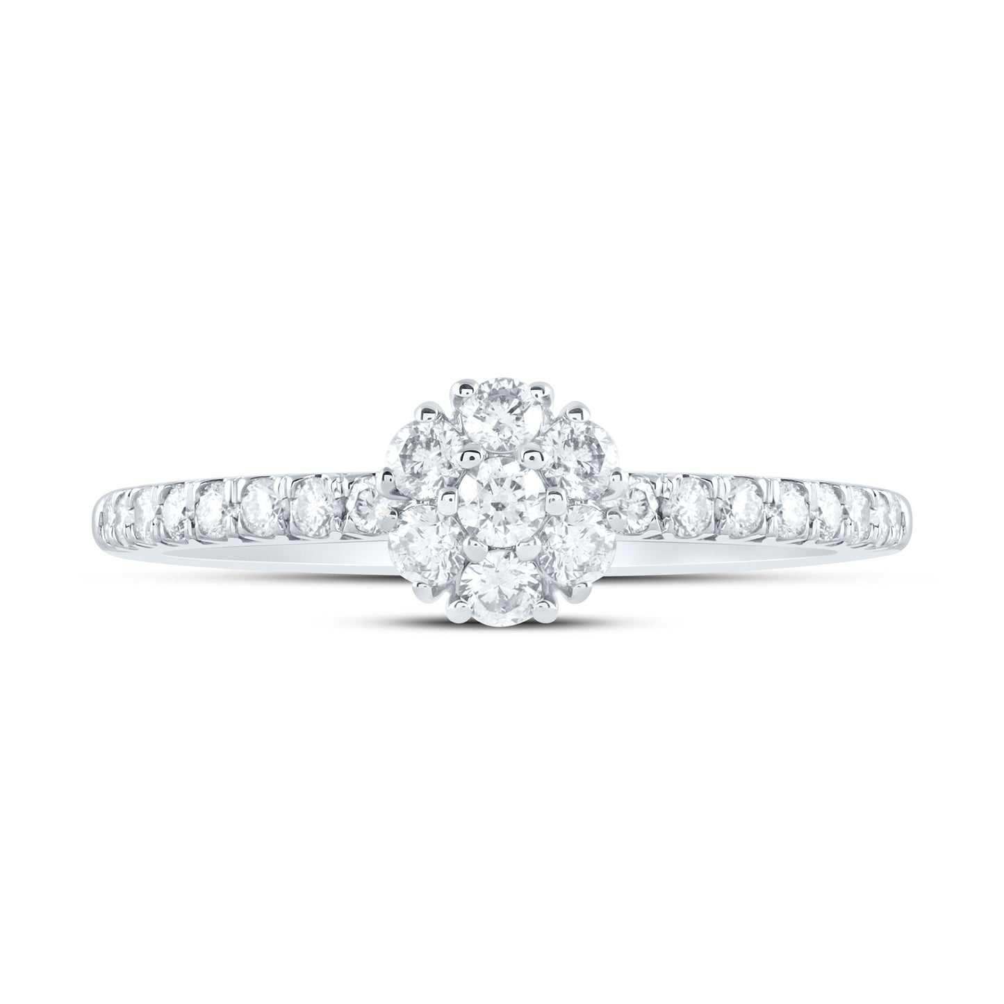 14kt White Gold 1/2 Cttw Natural Diamond Ana M Flower Bridal Wedding Engagement Anniversary Ring, Women Size: 5-9