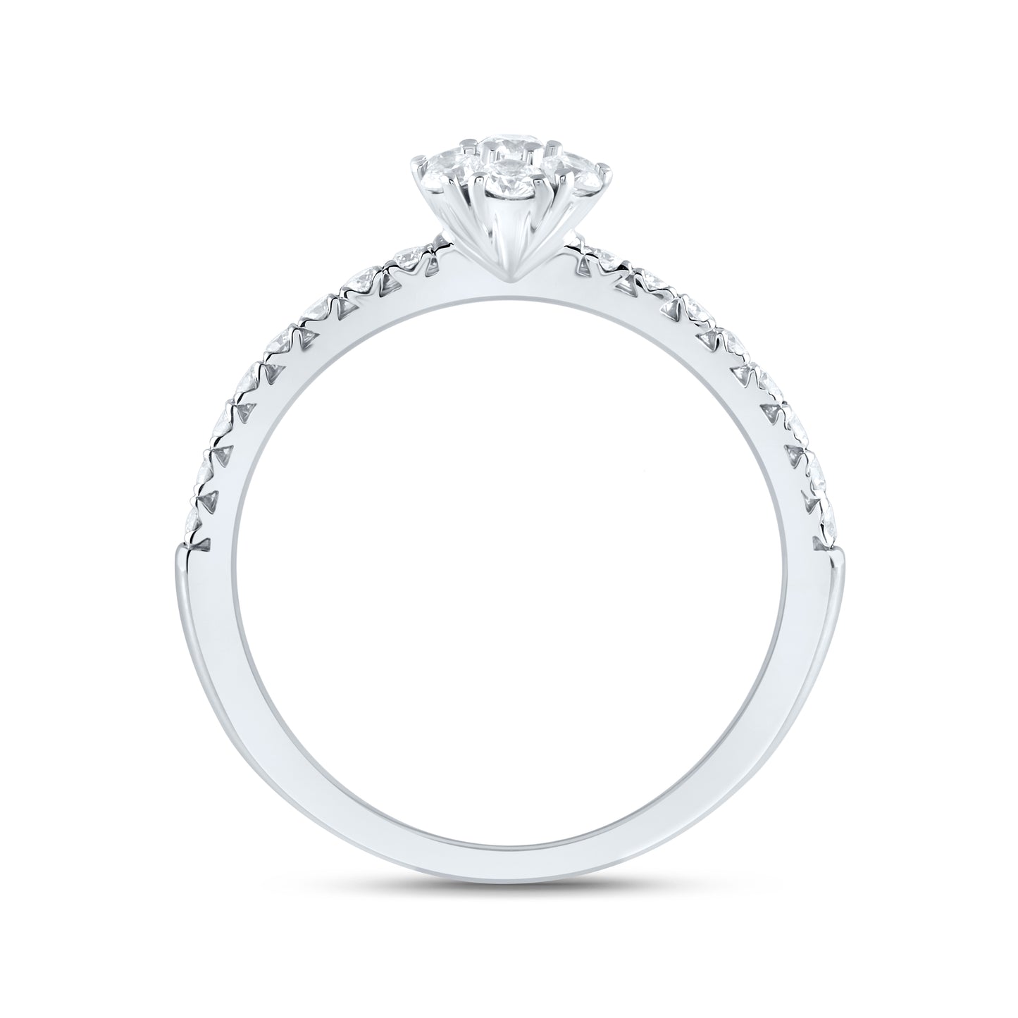 14kt White Gold 1/2 Cttw Natural Diamond Ana M Flower Bridal Wedding Engagement Anniversary Ring, Women Size: 5-9