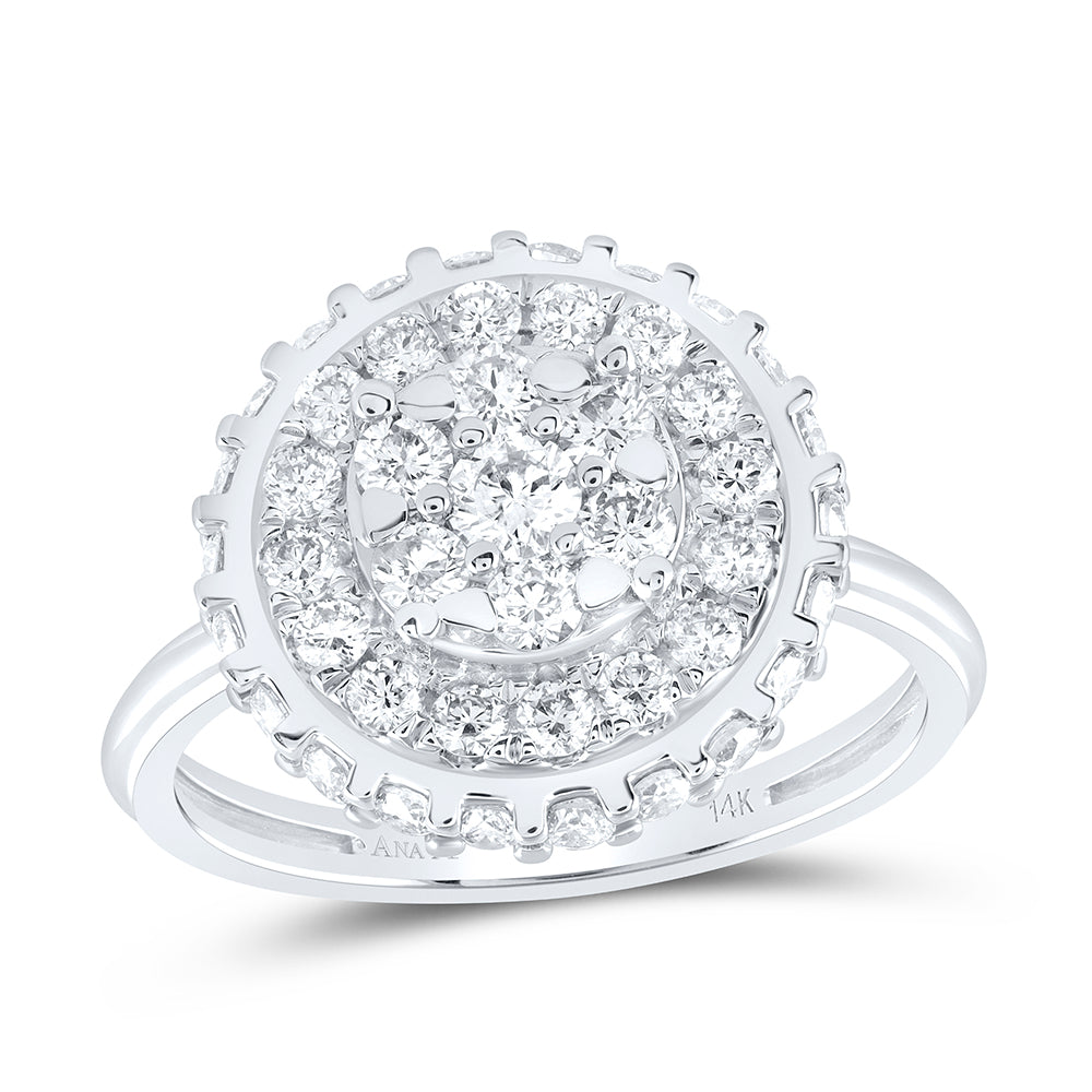 14kt White Gold 1 1/5 Cttw Natural Diamond Ana M Bridal Wedding Engagement Anniversary Ring, Women Size: 5-9