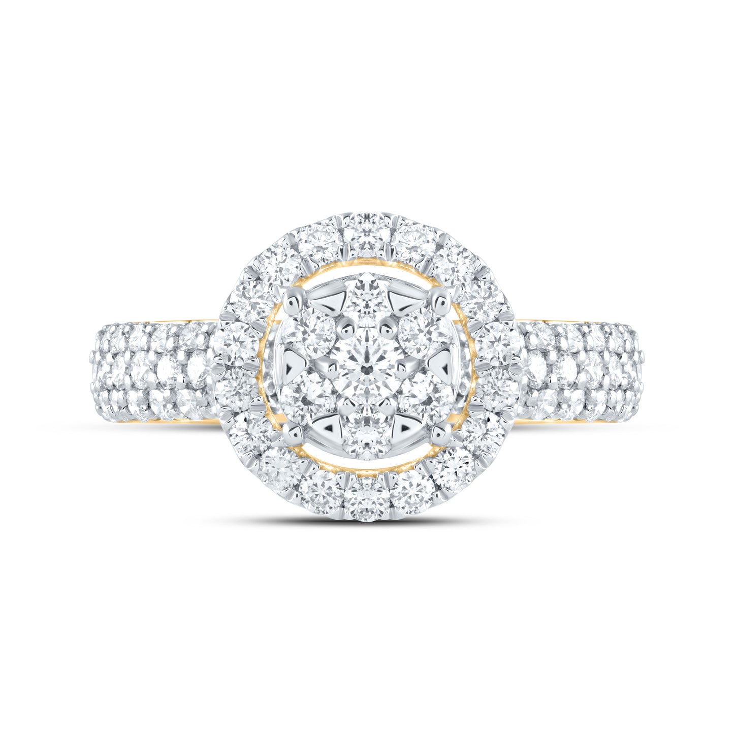 14kt Yellow Gold 1 3/8 Cttw Natural Diamond Ana M Bridal Wedding Engagement Anniversary Ring, Women Size: 5-9