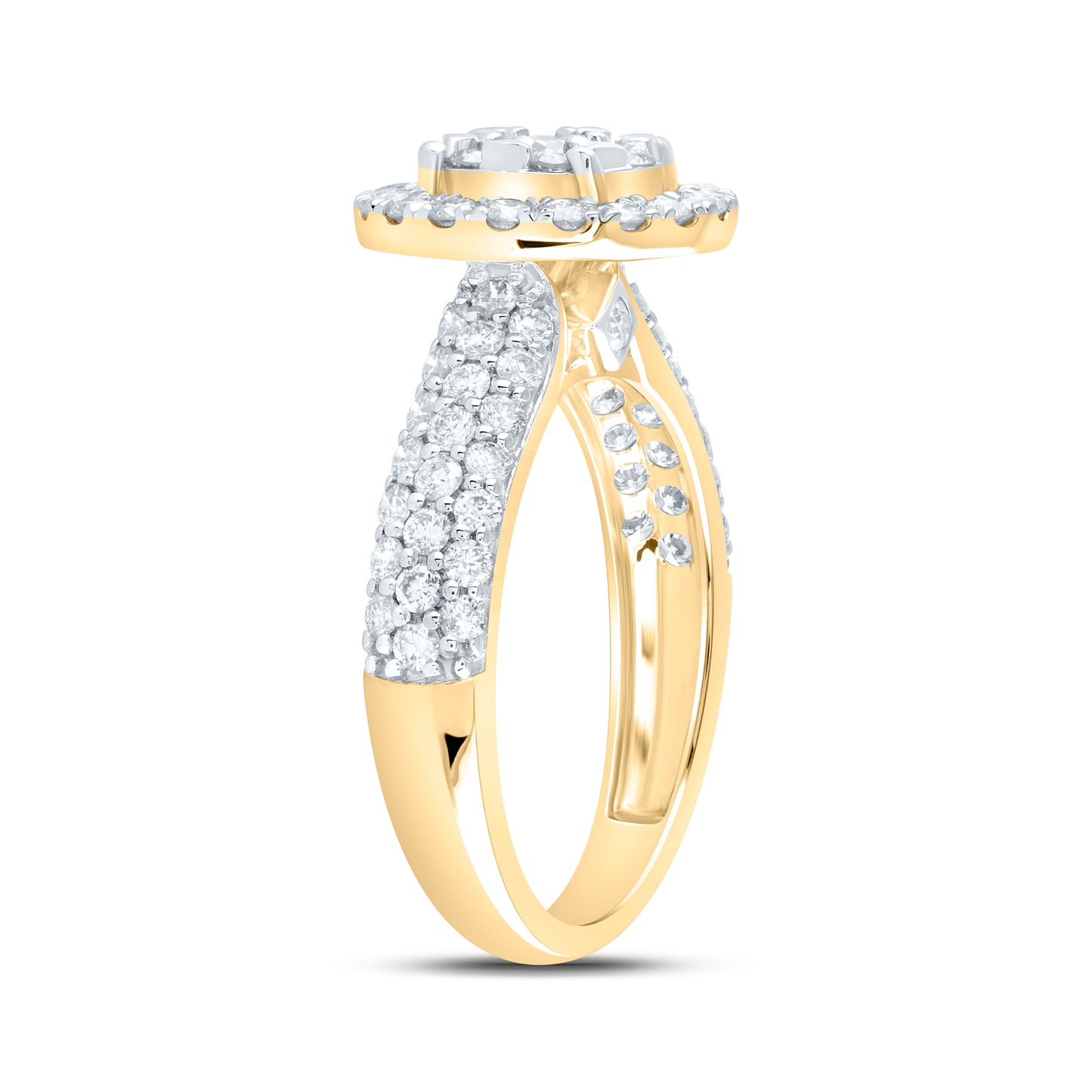 14kt Yellow Gold 1 3/8 Cttw Natural Diamond Ana M Bridal Wedding Engagement Anniversary Ring, Women Size: 5-9