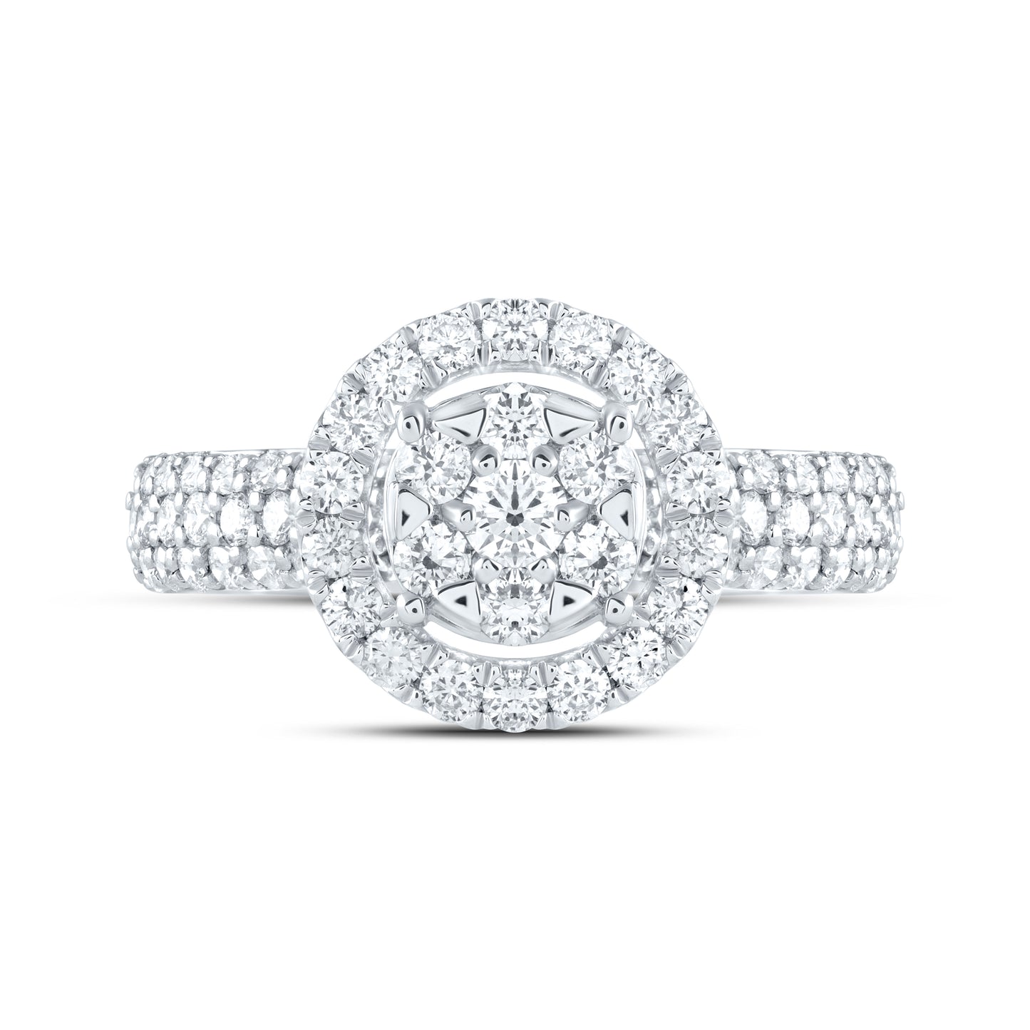 14kt White Gold 1 3/8 Cttw Natural Diamond Ana M Bridal Wedding Engagement Anniversary Ring, Women Size: 5-9