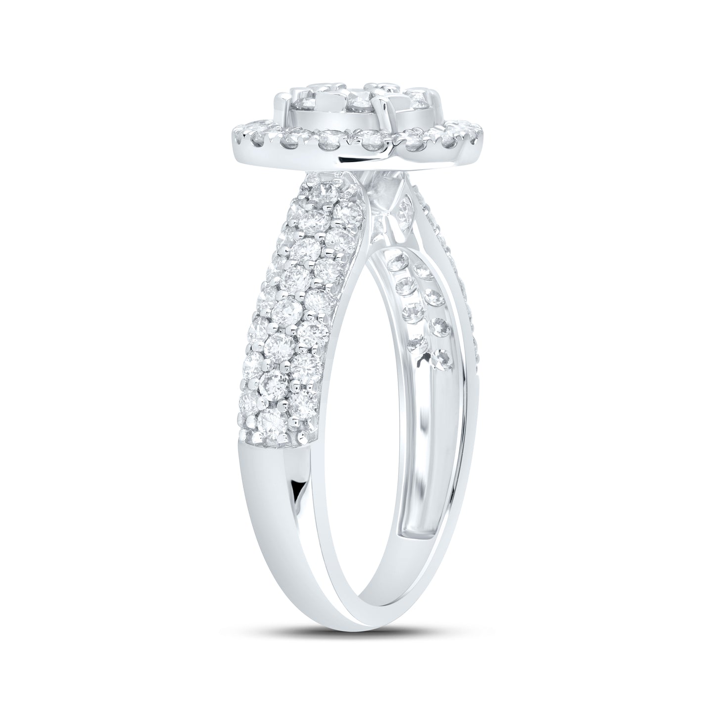 14kt White Gold 1 3/8 Cttw Natural Diamond Ana M Bridal Wedding Engagement Anniversary Ring, Women Size: 5-9