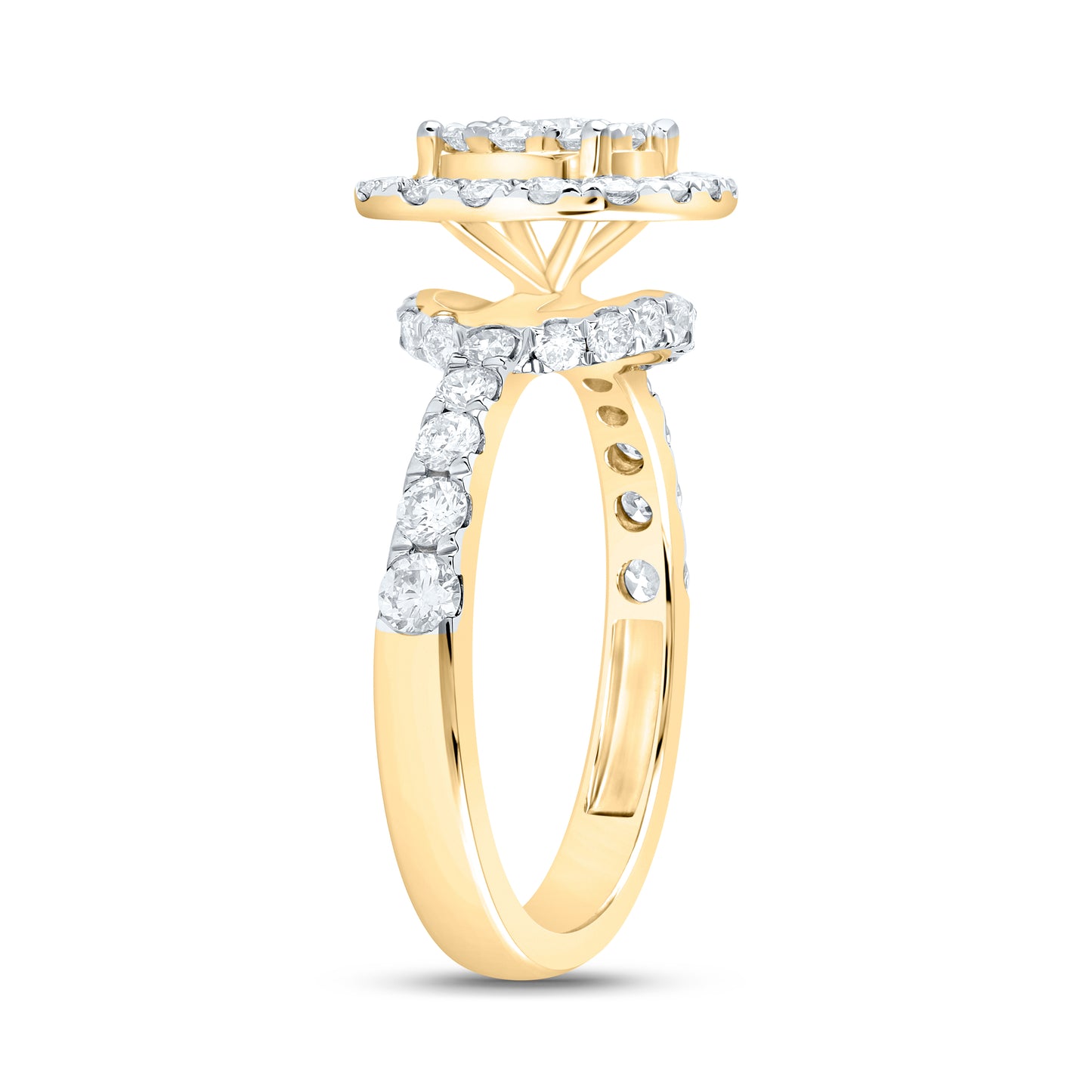 14kt Yellow Gold 1 1/5 Cttw Natural Diamond Ana M Bridal Wedding Engagement Anniversary Ring, Women Size: 5-9