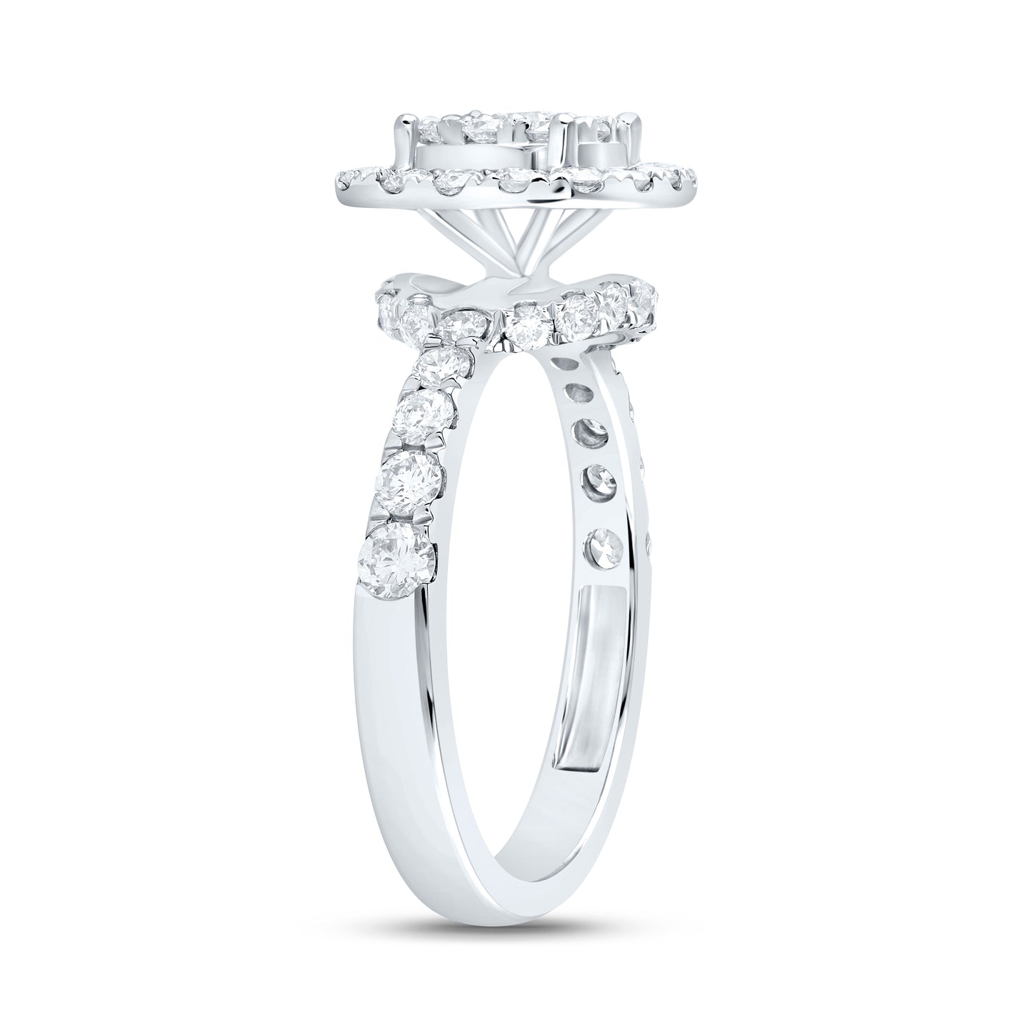 14kt White Gold 1 1/5 Cttw Natural Diamond Ana M Bridal Wedding Engagement Anniversary Ring, Women Size: 5-9