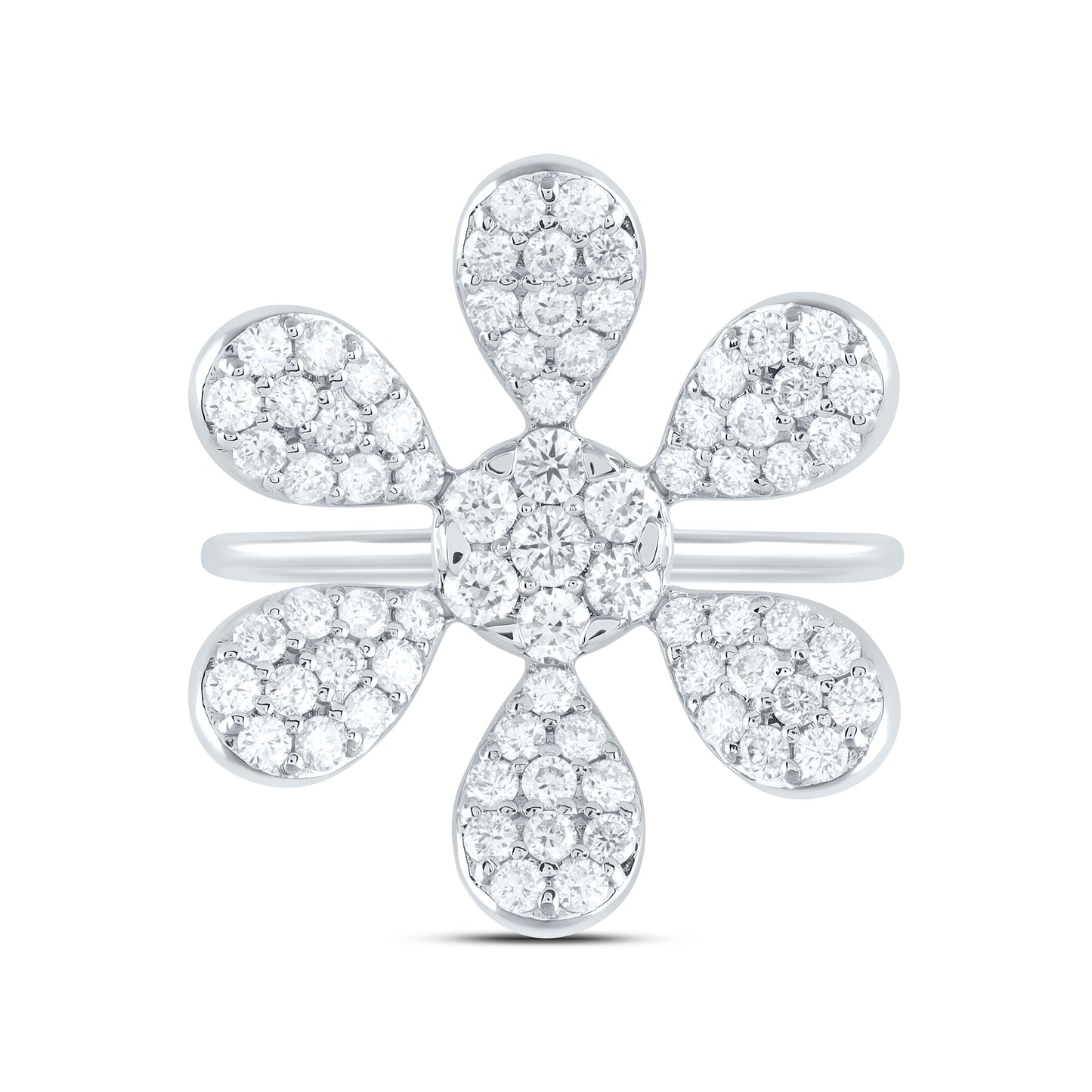 14kt White Gold 1 1/4 Cttw Natural Diamond Ana M Flower Bridal Wedding Engagement Anniversary Ring, Women Size: 5-9