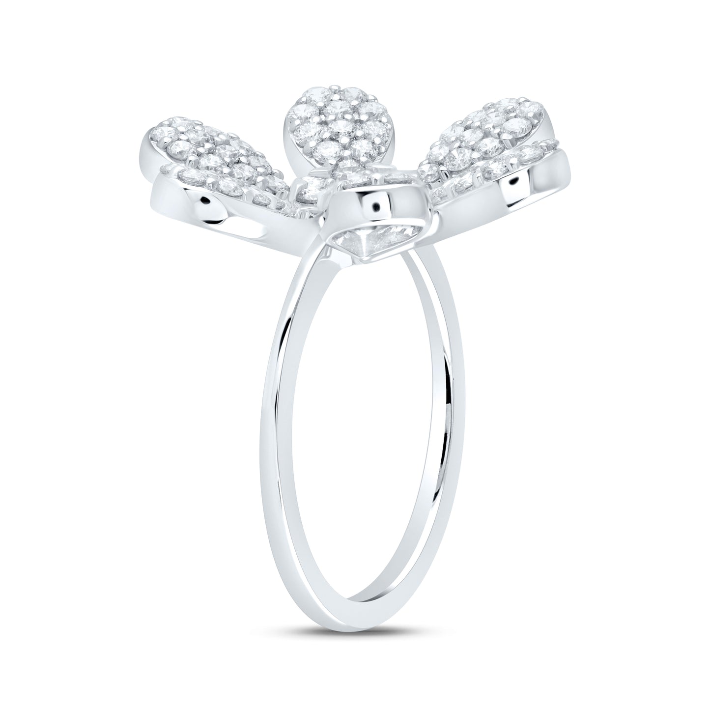 14kt White Gold 1 1/4 Cttw Natural Diamond Ana M Flower Bridal Wedding Engagement Anniversary Ring, Women Size: 5-9