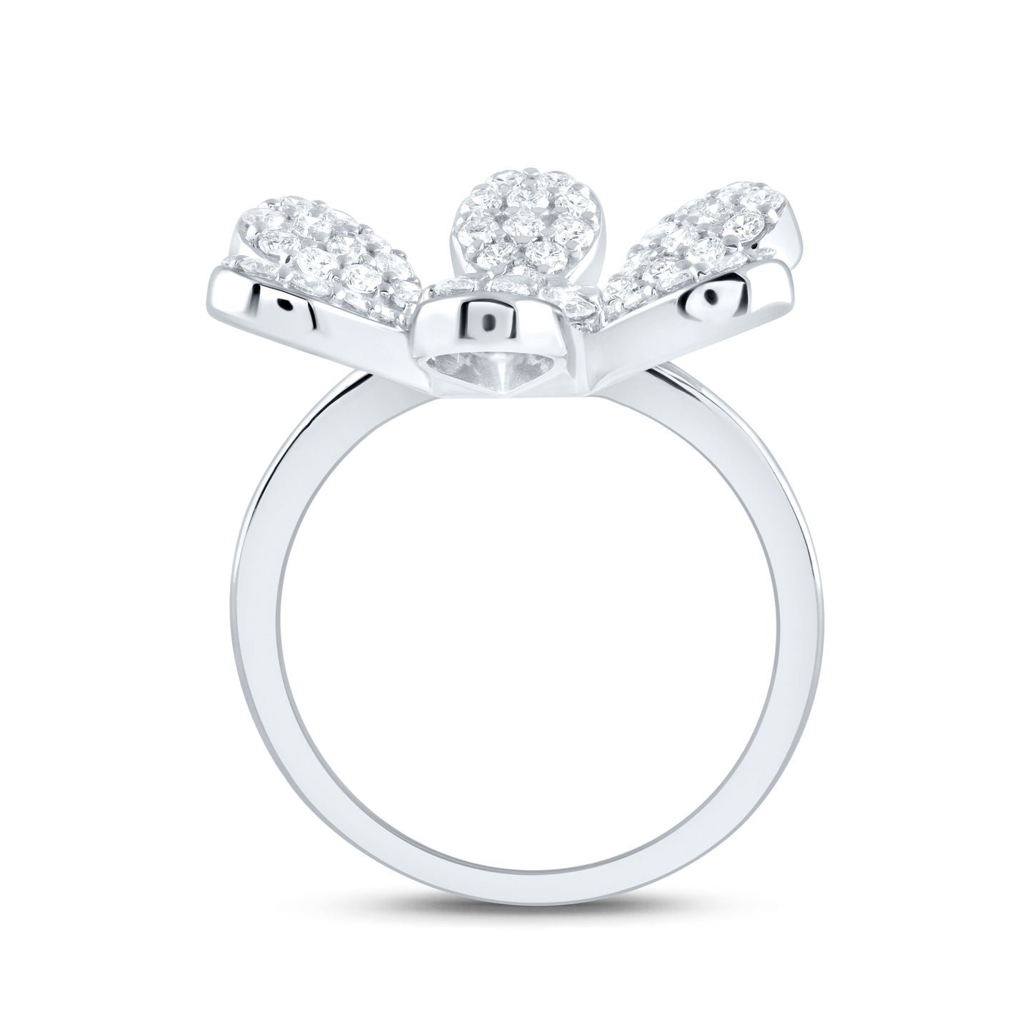 14kt White Gold 1 1/4 Cttw Natural Diamond Ana M Flower Bridal Wedding Engagement Anniversary Ring, Women Size: 5-9