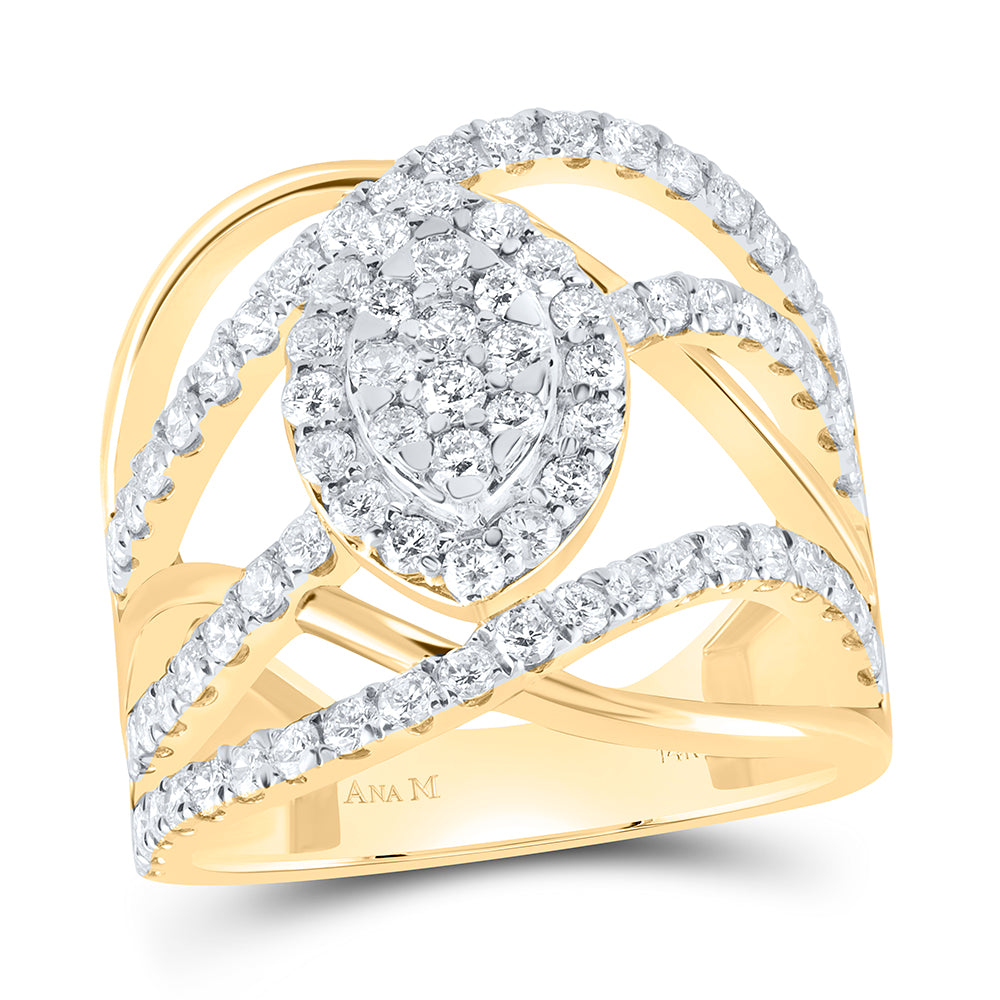 14kt Yellow Gold 1 1/2 Cttw Natural Diamond Ana M Bridal Wedding Engagement Anniversary Ring, Women Size: 5-9
