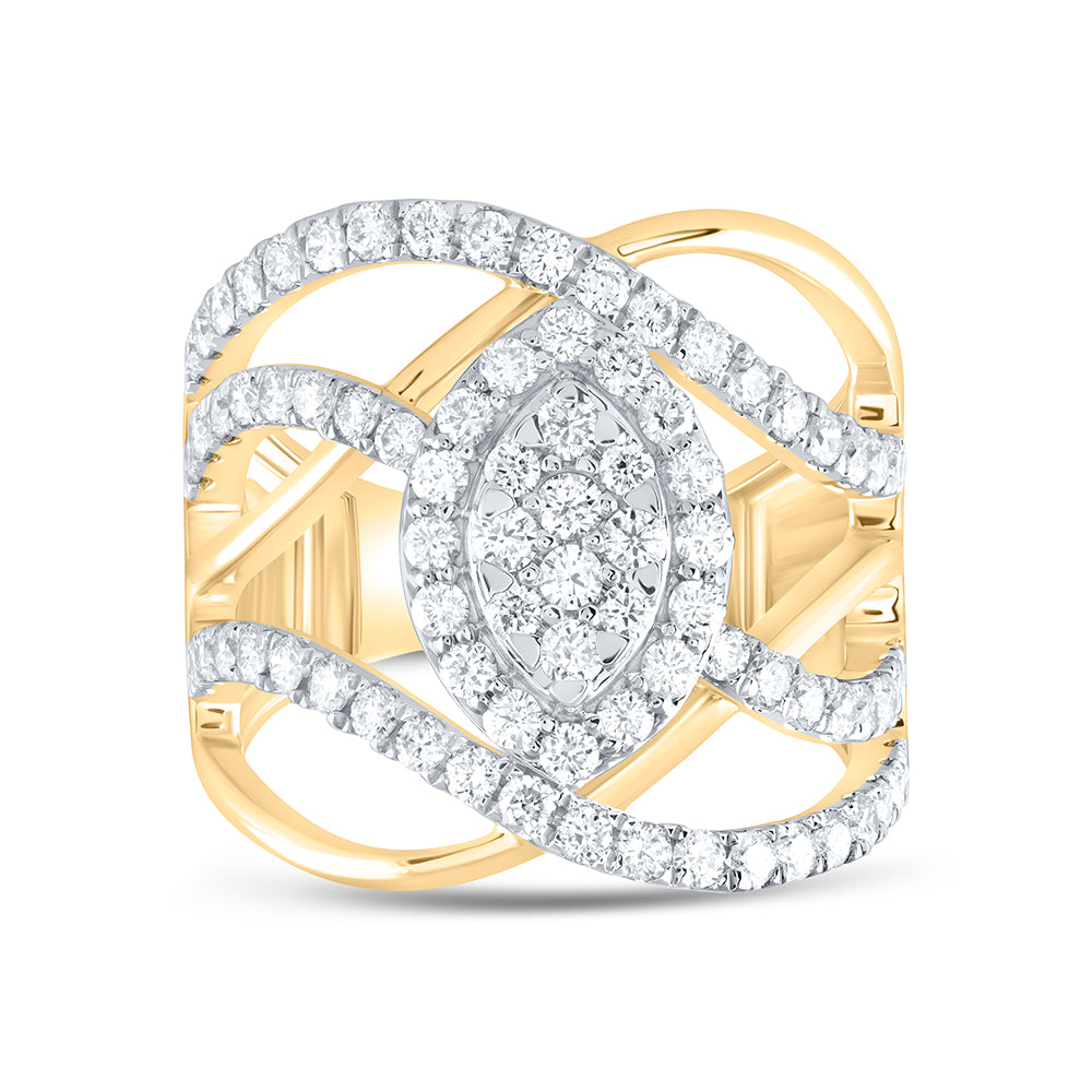 14kt Yellow Gold 1 1/2 Cttw Natural Diamond Ana M Bridal Wedding Engagement Anniversary Ring, Women Size: 5-9