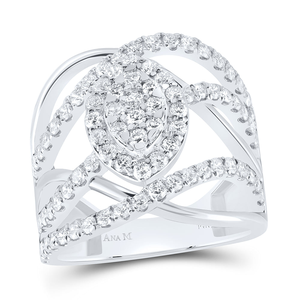 14kt White Gold 1 1/2 Cttw Natural Diamond Ana M Bridal Wedding Engagement Anniversary Ring, Women Size: 5-9