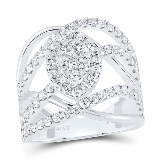 14kt White Gold 1 1/2 Cttw Natural Diamond Ana M Bridal Wedding Engagement Anniversary Ring, Women Size: 5-9