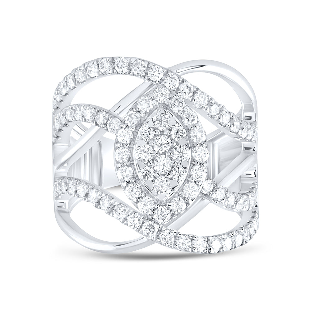 14kt White Gold 1 1/2 Cttw Natural Diamond Ana M Bridal Wedding Engagement Anniversary Ring, Women Size: 5-9