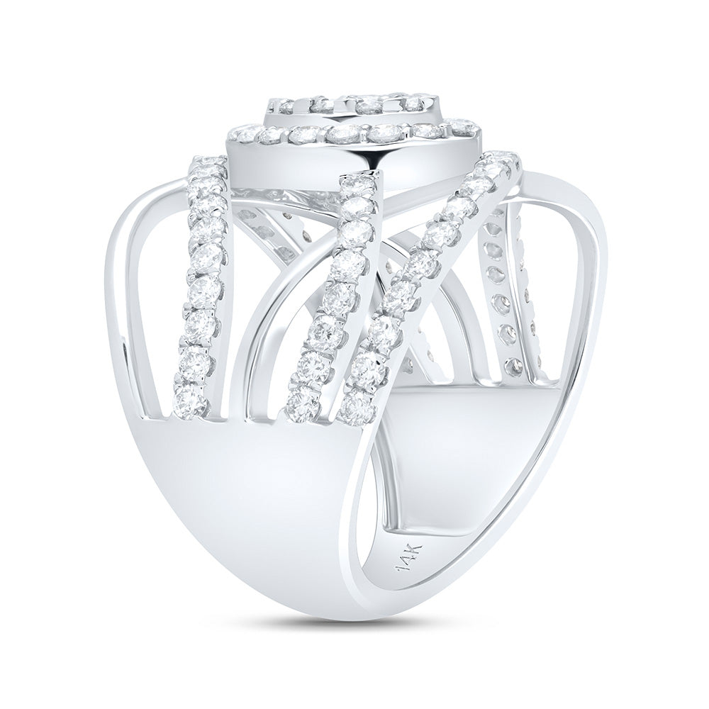 14kt White Gold 1 1/2 Cttw Natural Diamond Ana M Bridal Wedding Engagement Anniversary Ring, Women Size: 5-9