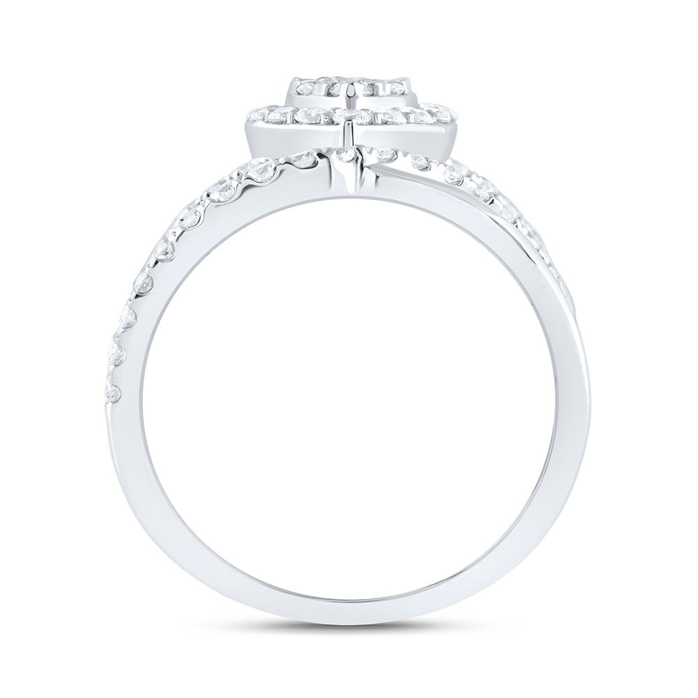 14kt White Gold 1 1/2 Cttw Natural Diamond Ana M Bridal Wedding Engagement Anniversary Ring, Women Size: 5-9