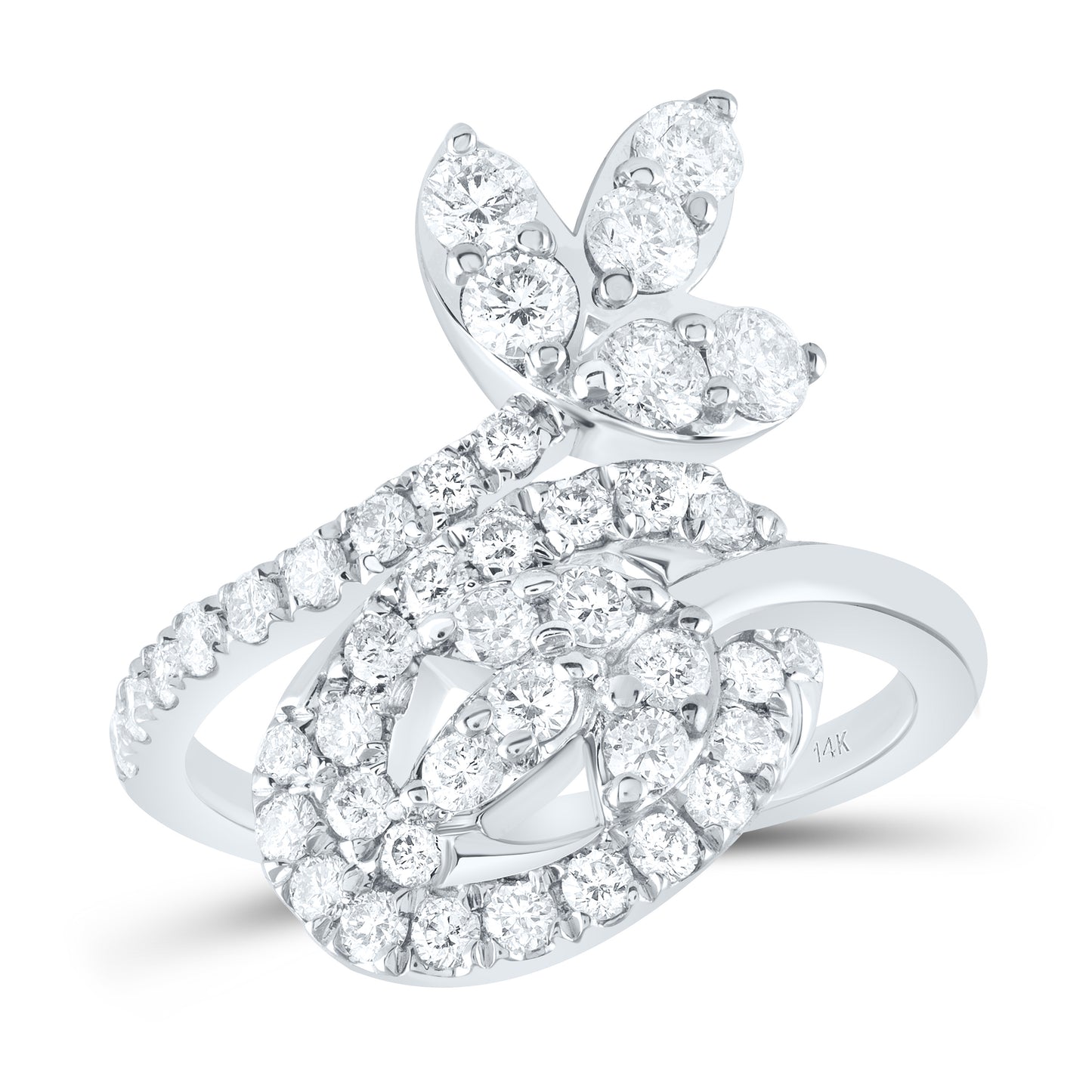 14kt White Gold 1 1/4 Cttw Natural Diamond Ana M Bridal Wedding Engagement Anniversary Ring, Women Size: 5-9