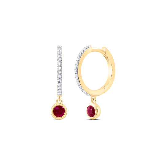 14kt Yellow Gold 1/8 Cttw Diamond Ana M 3mm Round ru, Natural Gem Dangling Earring