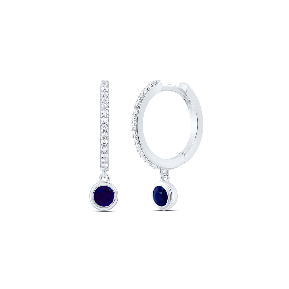 14kt White Gold 1/8 Cttw Diamond Ana M 3mm Round bs, Natural Gem Dangling Earring