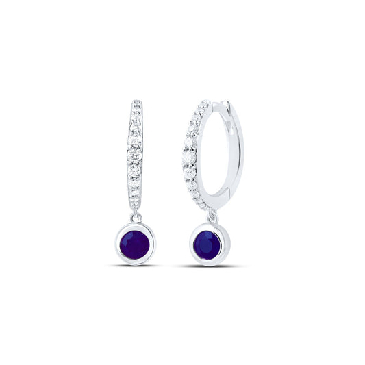 14kt White Gold 1/5 Cttw Diamond Ana M 3.5mm Round bs, Natural Gem Dangling Earring