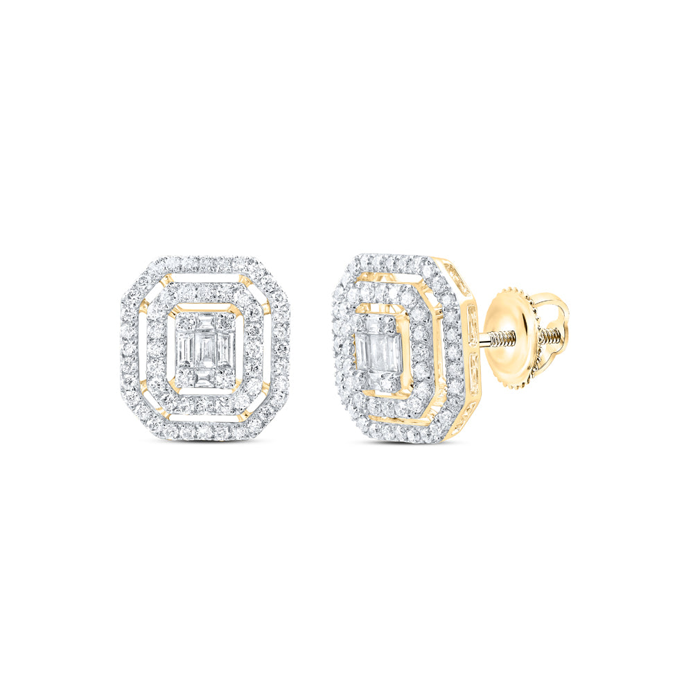 14K Yellow Gold 3/4Ctw Natural Diamond Ana M Fashion Octagon Baguette Earring
