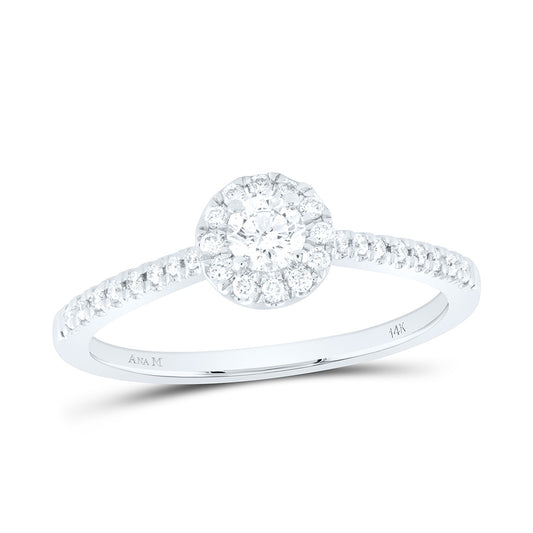 14kt White Gold 1/3 Cttw Natural Diamond Ana M and 1/5 Cttw Round Fashion Promise Wedding Engagement Anniversary Ring, Women Size: 5-9