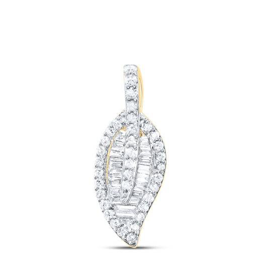 10K Yellow or White or Rose Gold 1/3 Ctw Natural Diamond Gift Leaf Pendant