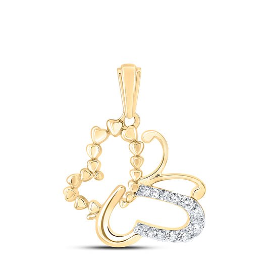 10K Yellow or White or Rose Gold 1/10 Ctw Natural Diamond Gift Butterfly Pendant