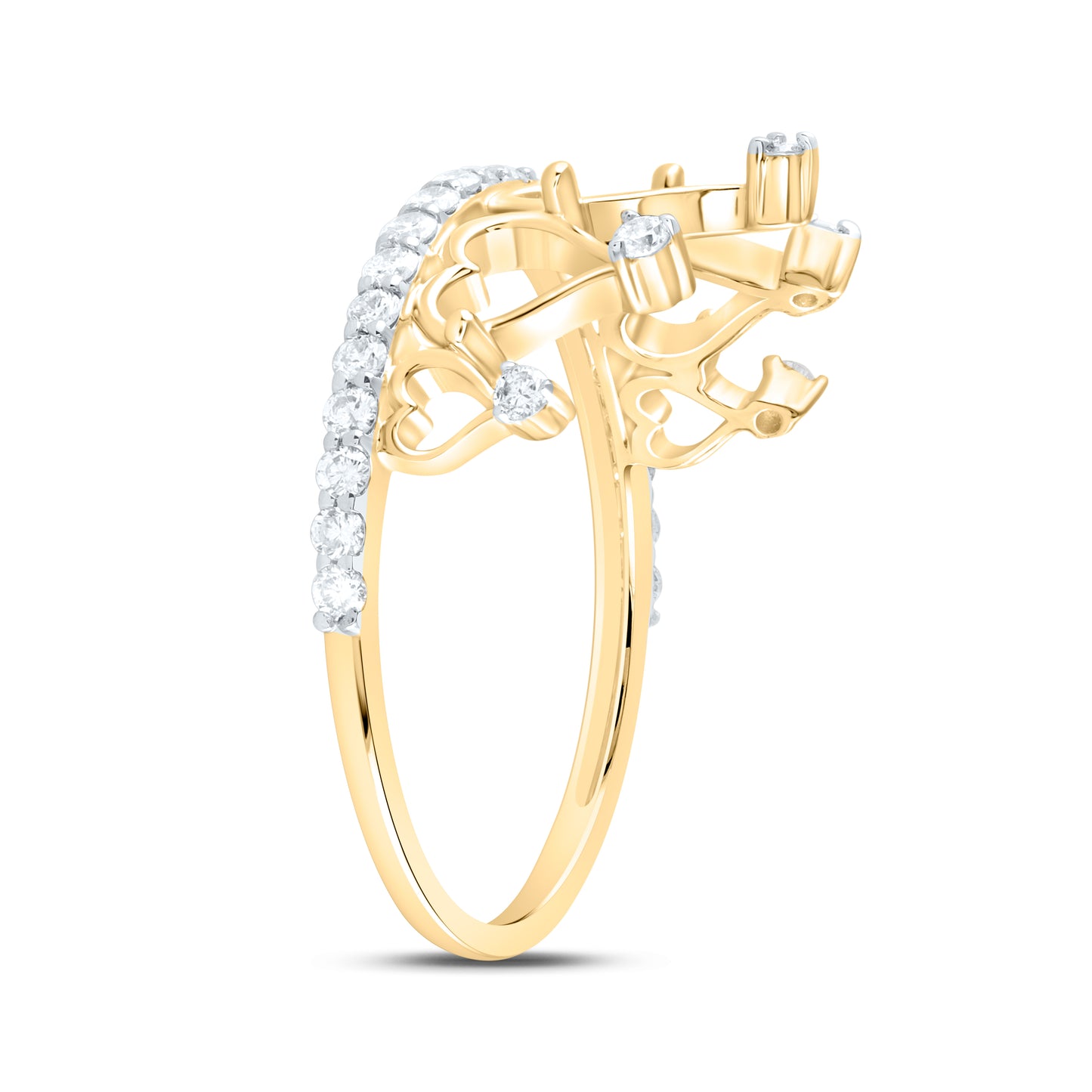14K Yellow or White Gold 1/3 Ctw Natural Diamond Fashion Crown Ring, Womens Size: 5-9