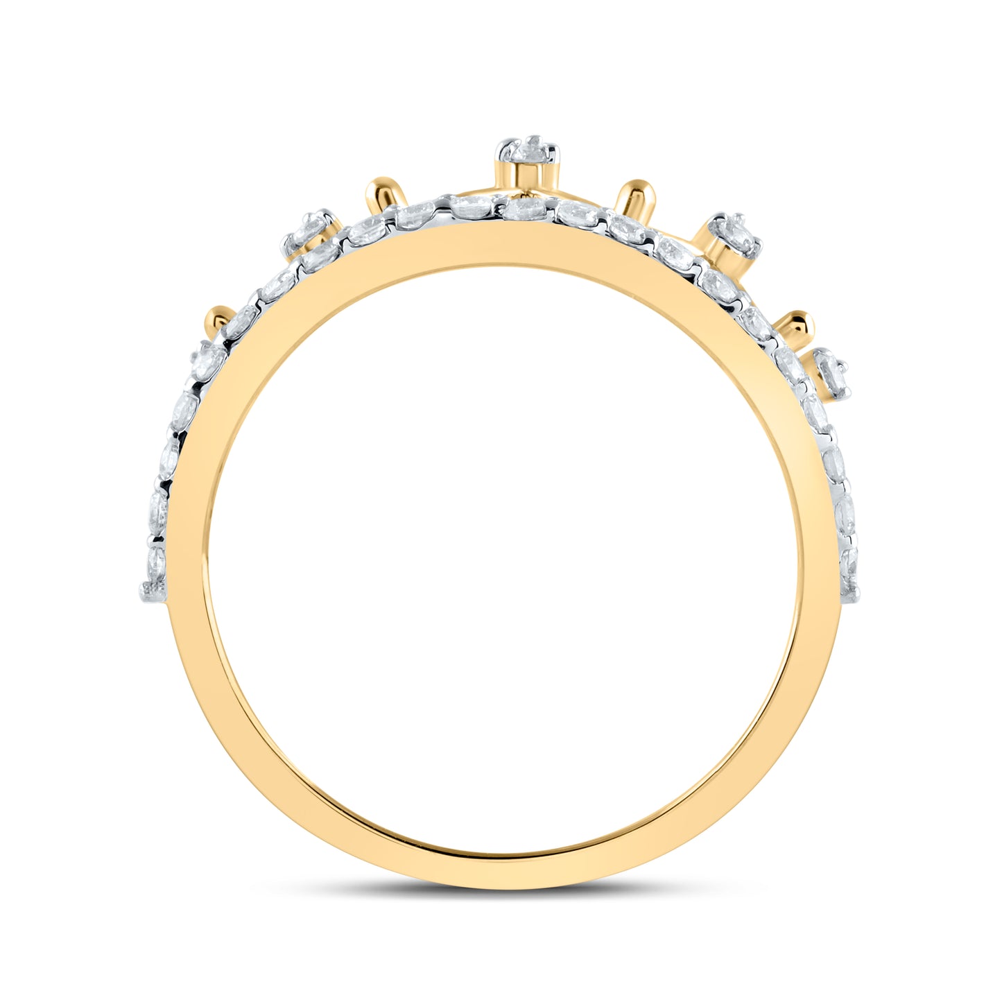 14K Yellow or White Gold 1/3 Ctw Natural Diamond Fashion Crown Ring, Womens Size: 5-9