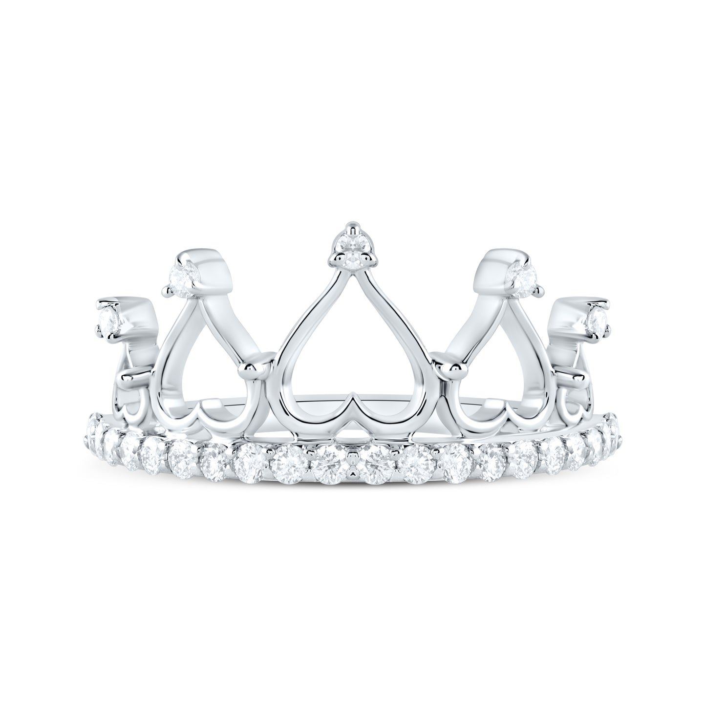 14K Yellow or White Gold 1/3 Ctw Natural Diamond Fashion Crown Ring, Womens Size: 5-9