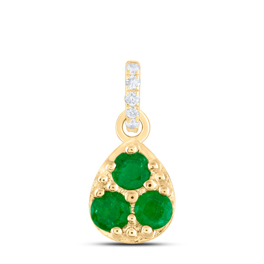 14kt Yellow Or White Or Rose Gold Diamond Ana M and Round Natural Gem Pear Pendant