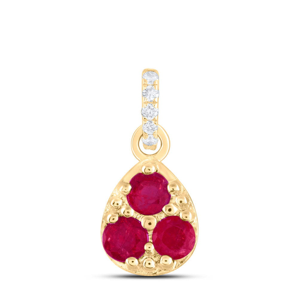 14kt Yellow Or White Or Rose Gold Diamond Ana M and Round Natural Gem Pear Pendant