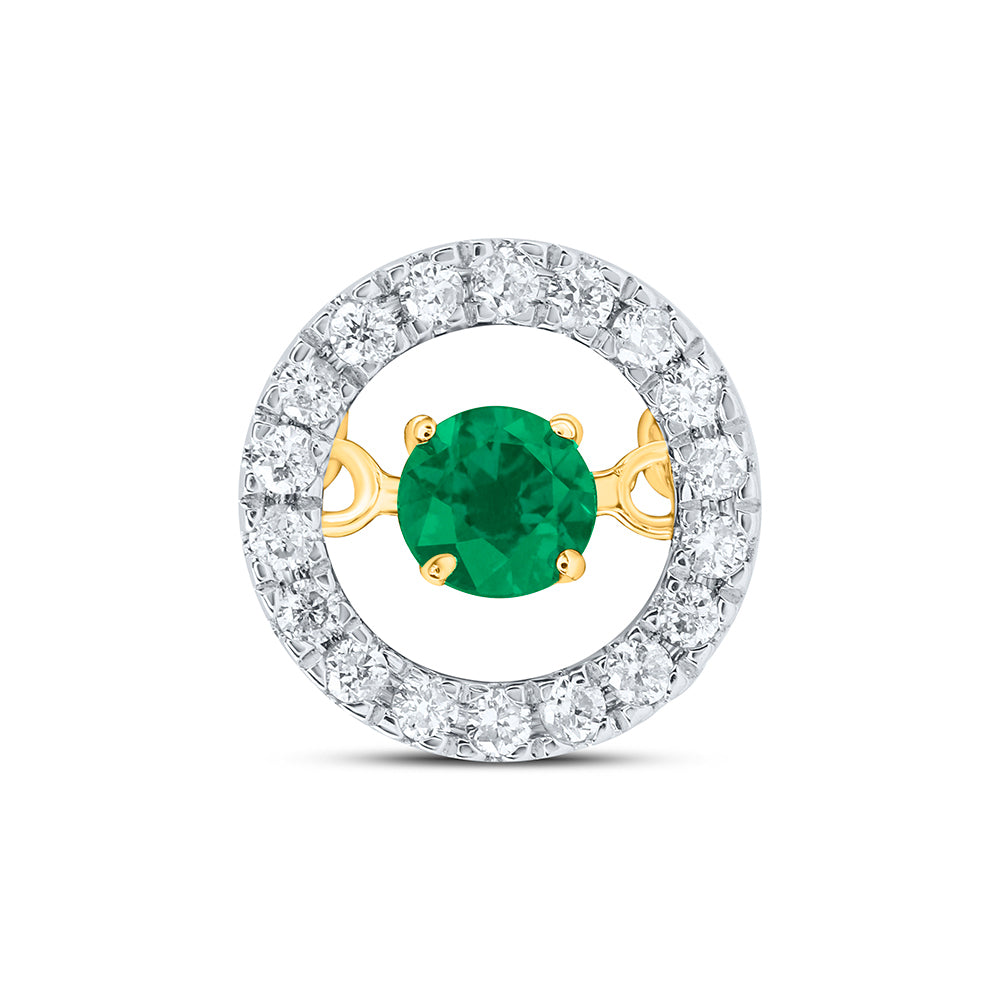 10kt Yellow Or White Gold Diamond 3mm Round Natural Gem Dancing Pendant