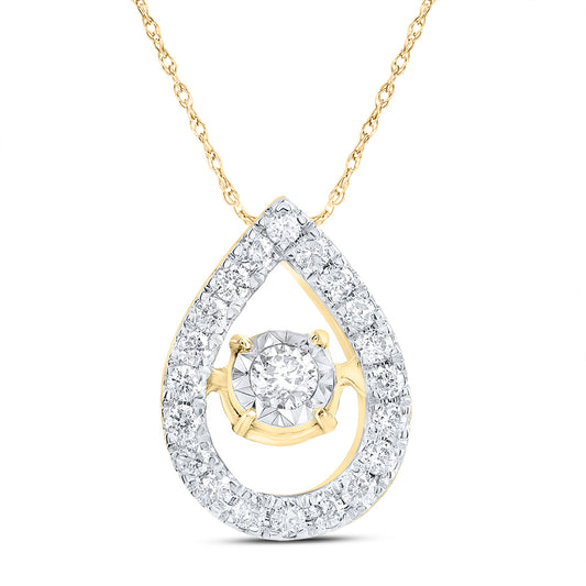 10kt Yellow Gold 1/6 Cttw Diamond Pear Dancing Pendant