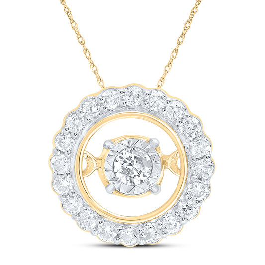 10kt Yellow Gold 1/5 Cttw Diamond Round Dancing Pendant