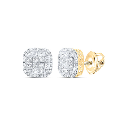 14kt Yellow Gold 1 5/8 Cttw Diamond Fashion Cushion Earring
