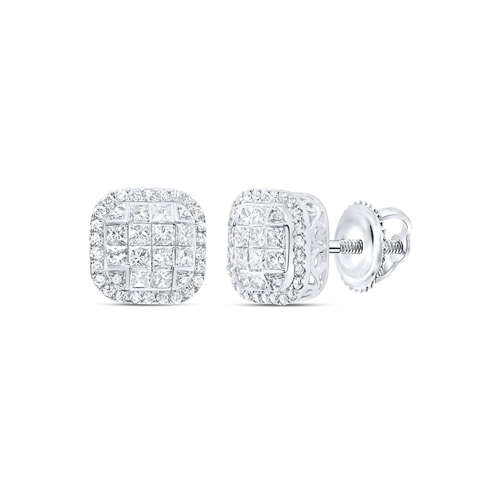 14kt White Gold 1 5/8 Cttw Diamond Fashion Cushion Earring