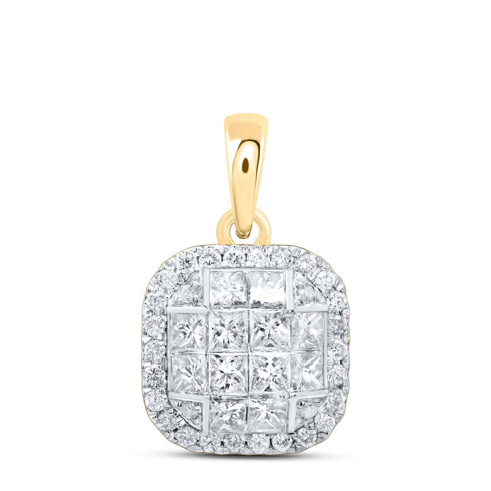 14kt Yellow Gold 7/8 Cttw Diamond Fashion Cushion Pendant