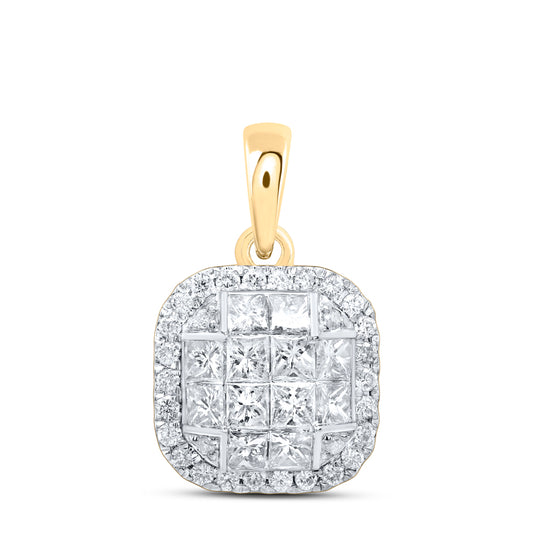 14kt Yellow Gold 7/8 Cttw Diamond Fashion Cushion Pendant
