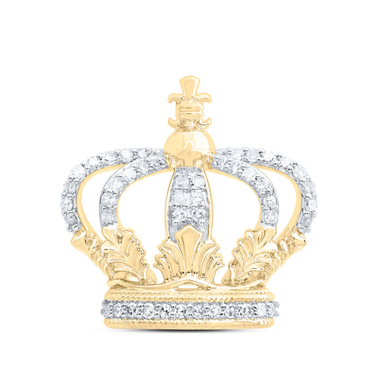 10kt Yellow Gold 1/3 Cttw Diamond Crown Mens Charm