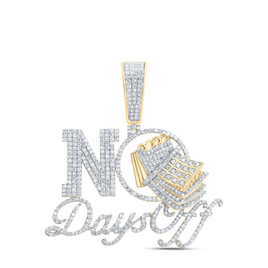 10kt Yellow Gold 1 3/4 Cttw Diamond " No Days Off" Mens Charm