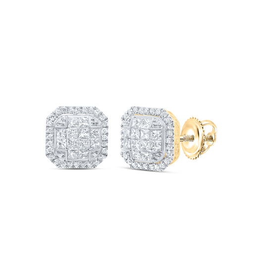 14kt Yellow Gold 1 5/8 Cttw Diamond Fashion Octagon Earring