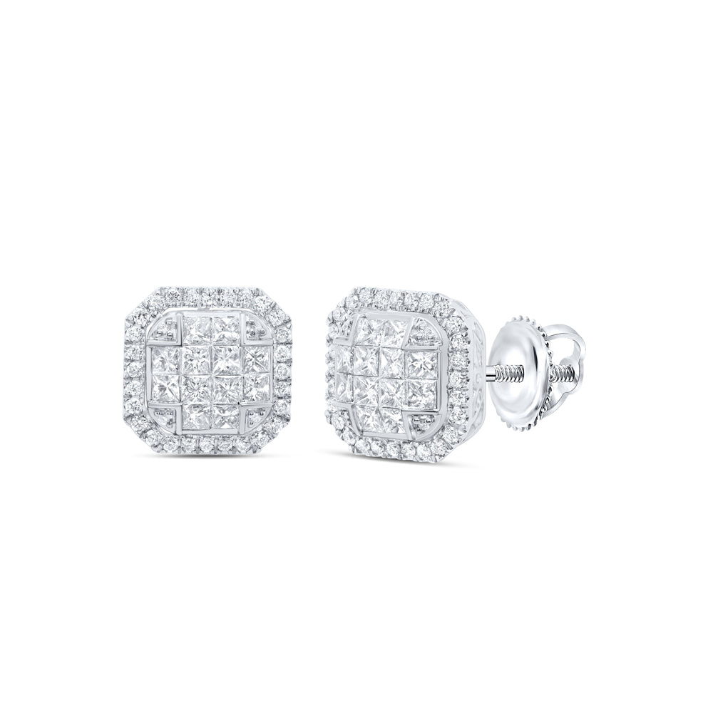 14kt White Gold 1 5/8 Cttw Diamond Fashion Octagon Earring