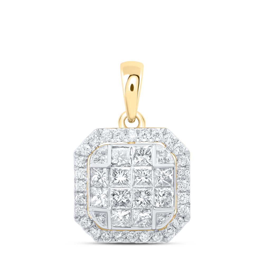 14kt Yellow Gold 7/8 Cttw Diamond Fashion Octagon Pendant