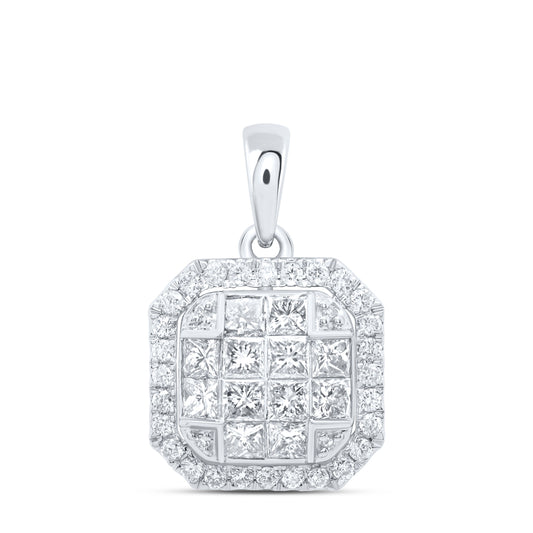 14kt White Gold 7/8 Cttw Diamond Fashion Octagon Pendant